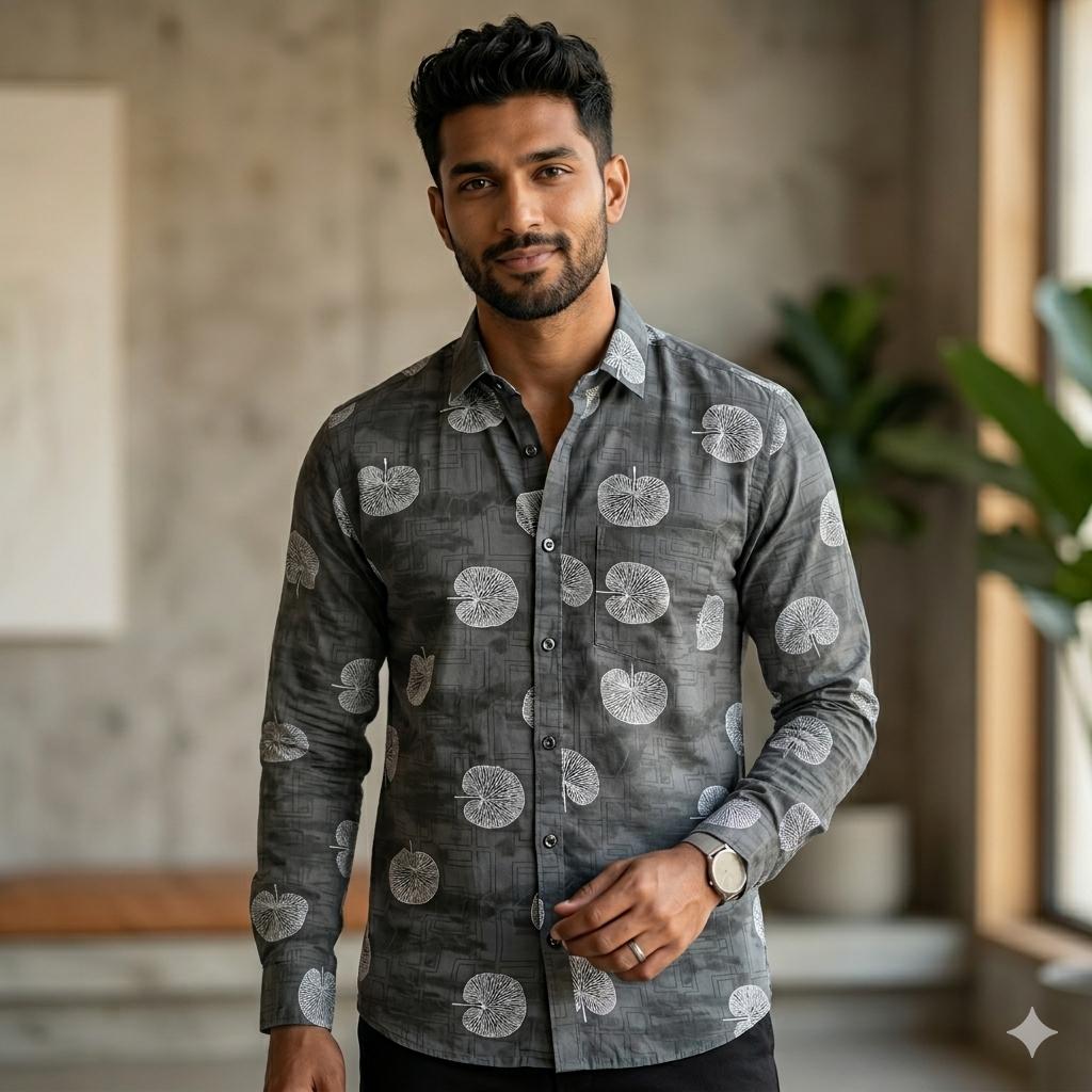 Men's Smart Casual Botanical Print Shirt | Regular Fit
