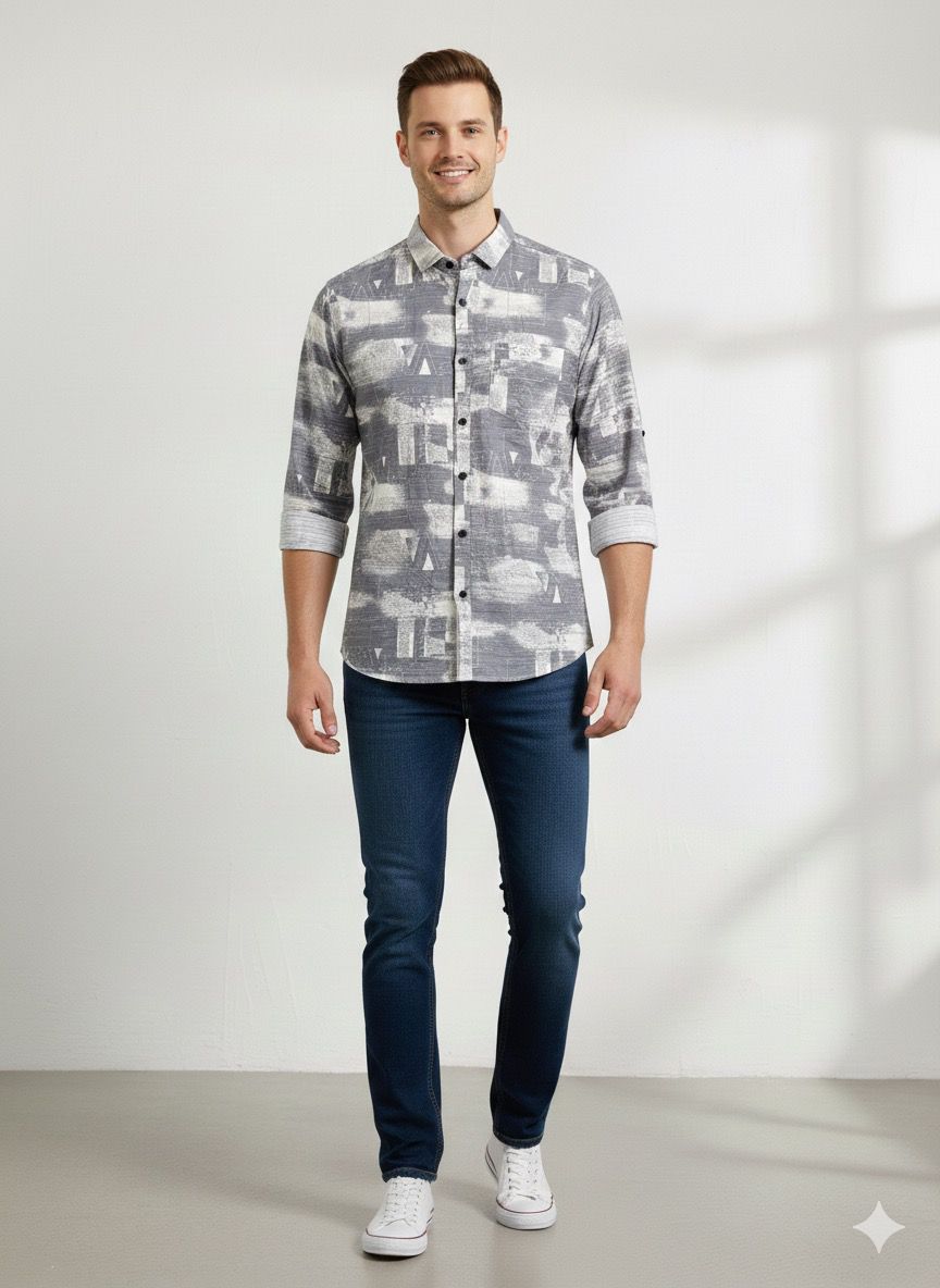 Abstract Print Full Sleeve Shirt
