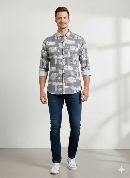 Abstract Print Full Sleeve Shirt