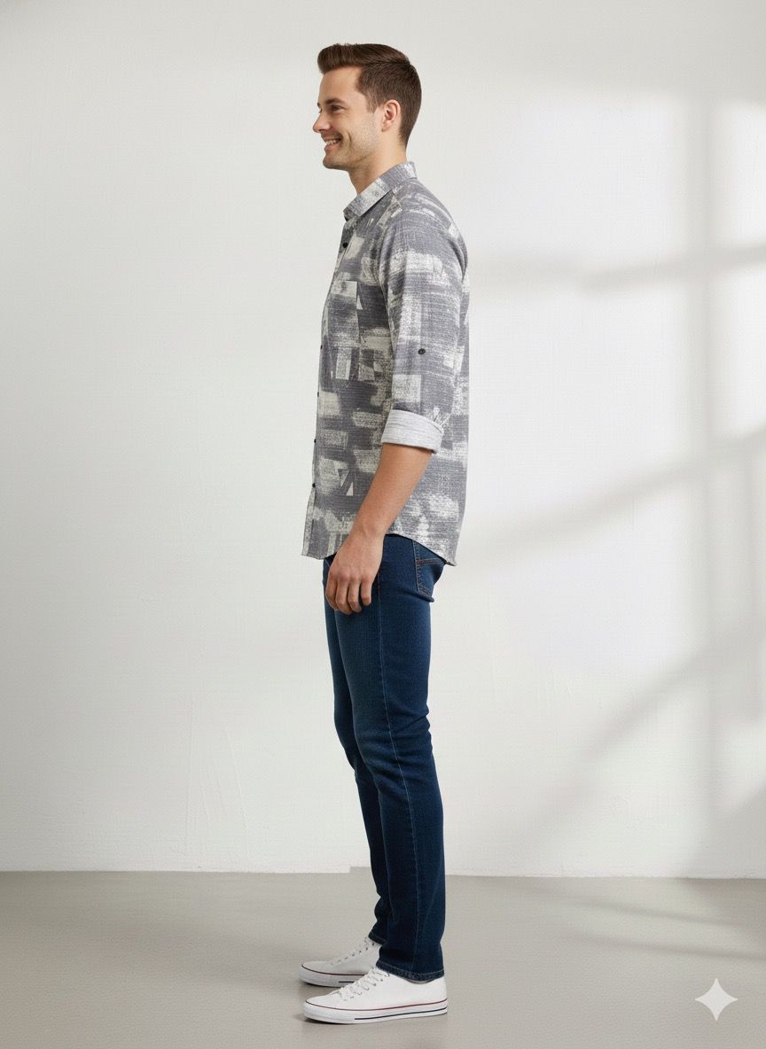 Abstract Print Full Sleeve Shirt