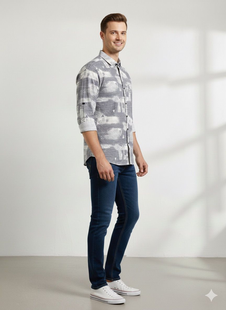 Abstract Print Full Sleeve Shirt