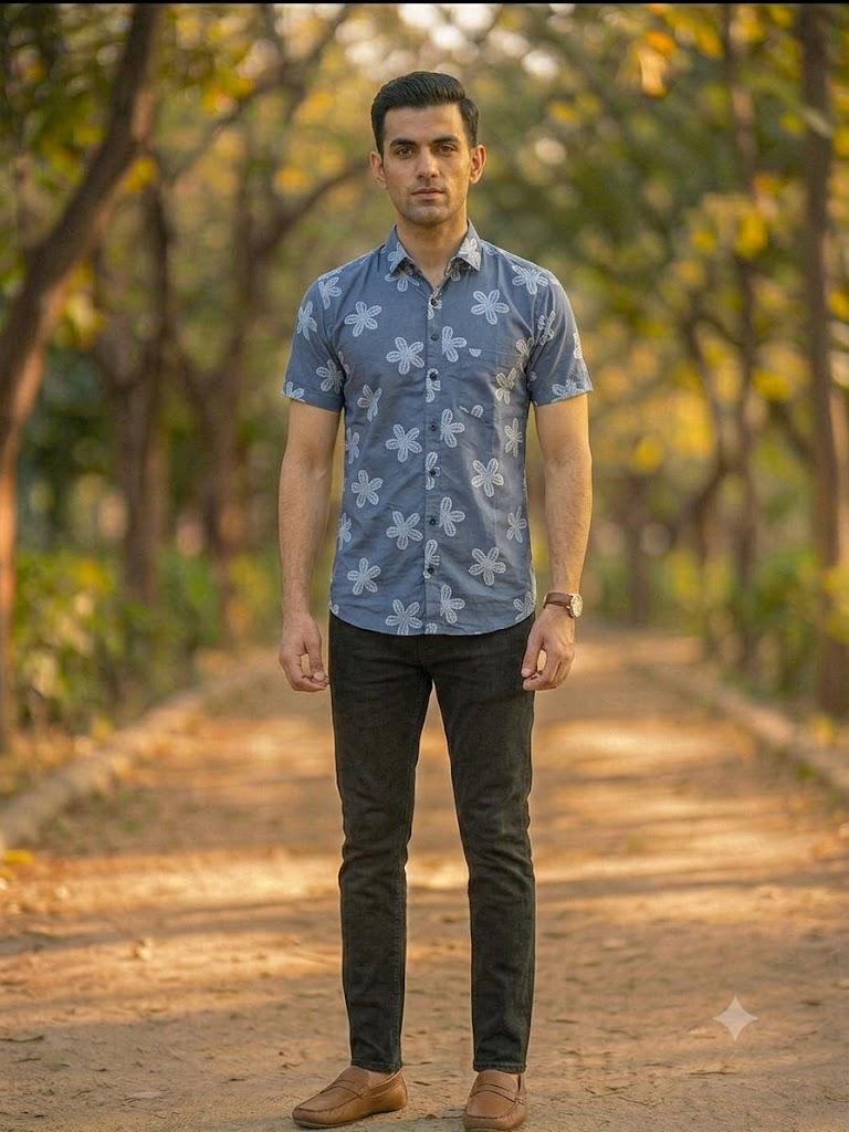 Men's Elegant Floral Motif Casual Shirt