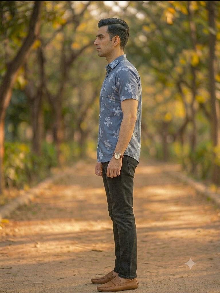 Men's Elegant Floral Motif Casual Shirt