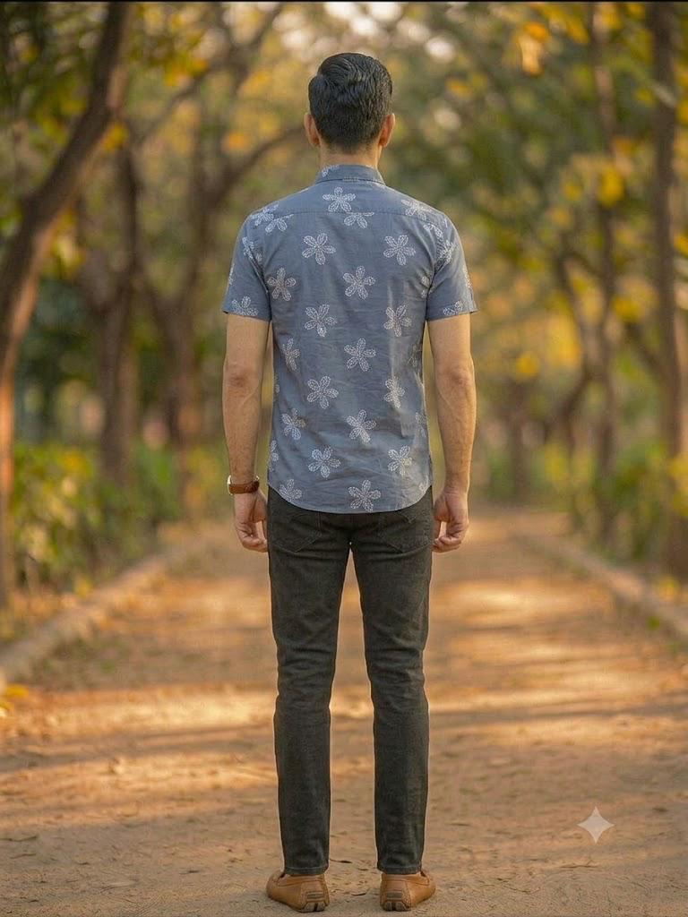 Men's Elegant Floral Motif Casual Shirt
