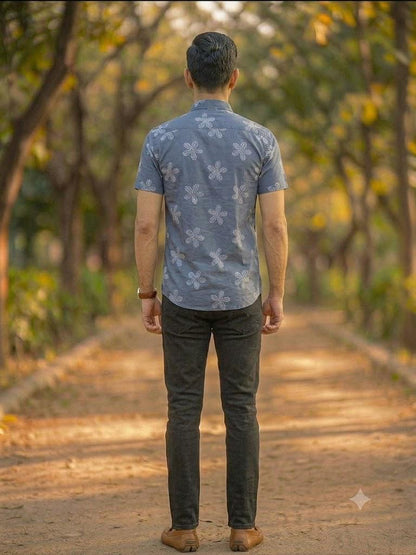 Men's Elegant Floral Motif Casual Shirt