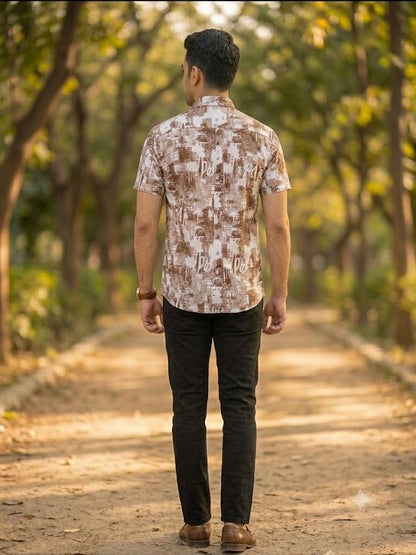 Men's Designer Abstract Pattern Half Sleeve Shirt