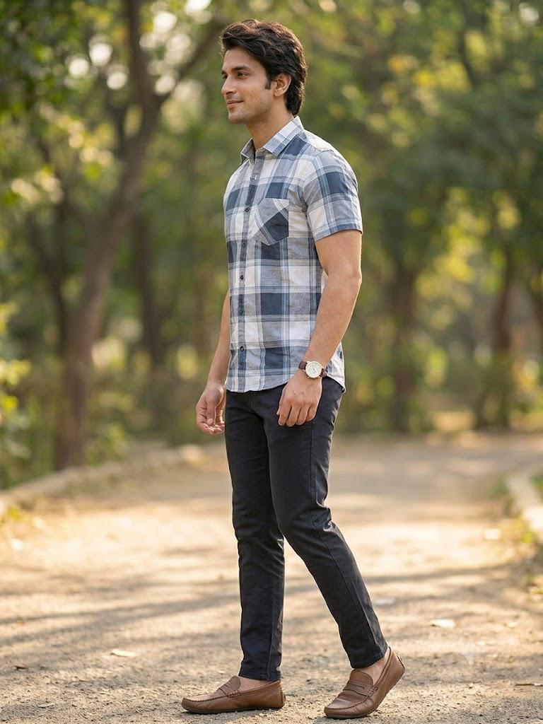 Men's Premium Plaid Pattern Casual Shirt with Chest Pocket