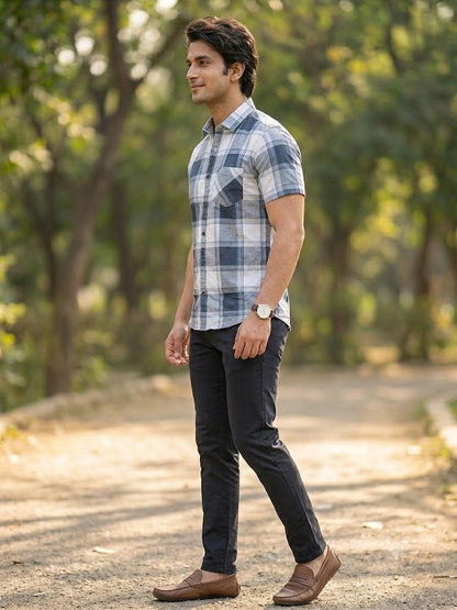 Men's Premium Plaid Pattern Casual Shirt with Chest Pocket