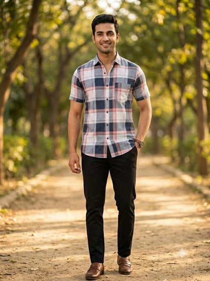 Men's Premium Plaid Pattern Casual Shirt with Chest Pocket