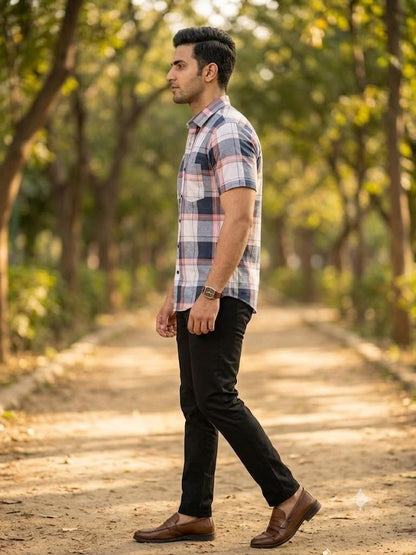 Men's Premium Plaid Pattern Casual Shirt with Chest Pocket