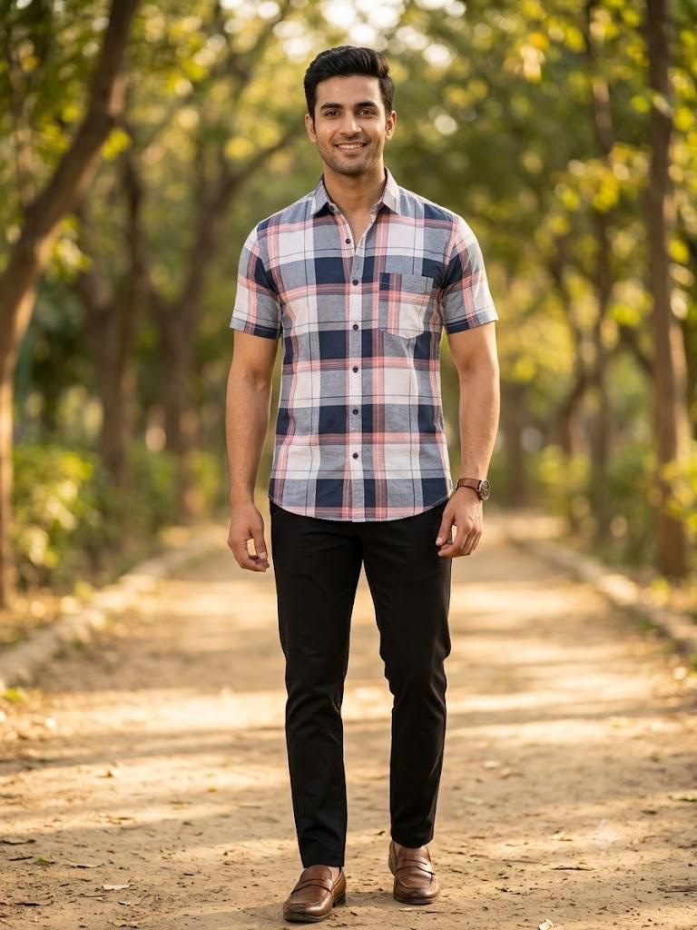Men's Premium Plaid Pattern Casual Shirt with Chest Pocket