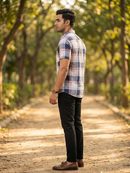 Men's Premium Plaid Pattern Casual Shirt with Chest Pocket