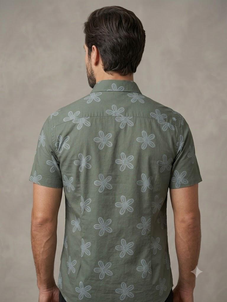 Men's Elegant Floral Motif Casual Shirt