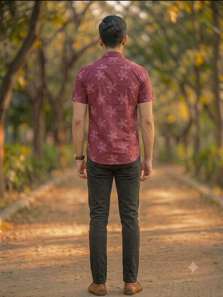 Men's Elegant Floral Motif Casual Shirt