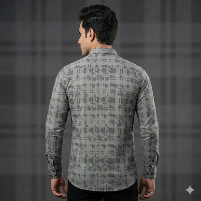Men's Stylish Botanical Vine Print Shirt with Chest Pocket