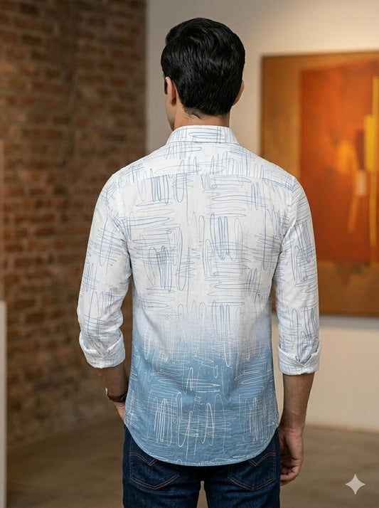 Ombre Doodle Print Shirt – Slim Fit