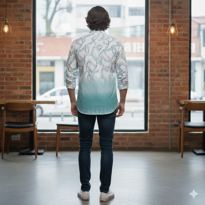 Ombre Doodle Print Shirt – Slim Fit