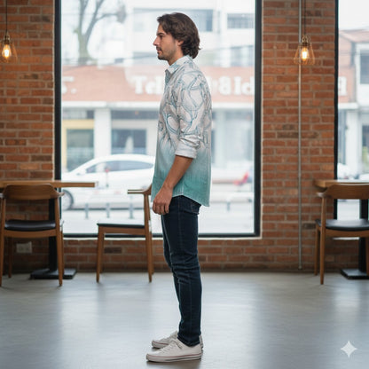 Ombre Doodle Print Shirt – Slim Fit