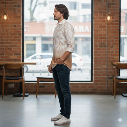 Ombre Doodle Print Shirt – Slim Fit