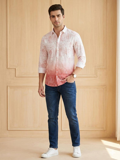 Ombre Doodle Print Shirt – Slim Fit
