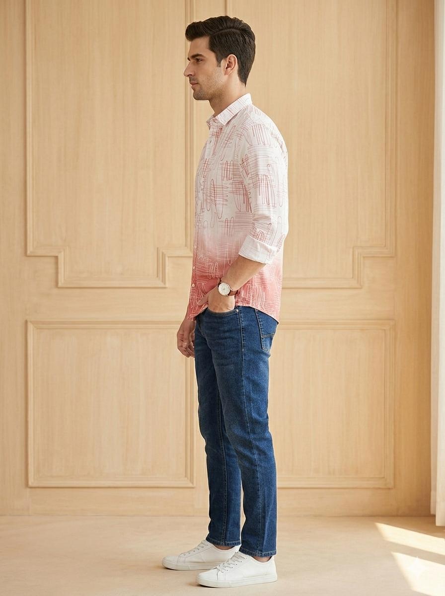Ombre Doodle Print Shirt – Slim Fit