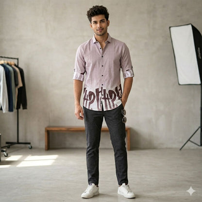 Modern Fit Ombre Graphic Shirt with Textured Upper