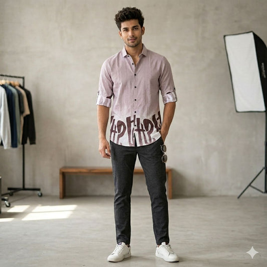 Modern Fit Ombre Graphic Shirt with Textured Upper