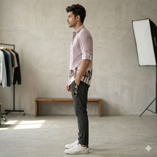 Modern Fit Ombre Graphic Shirt with Textured Upper