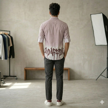 Modern Fit Ombre Graphic Shirt with Textured Upper