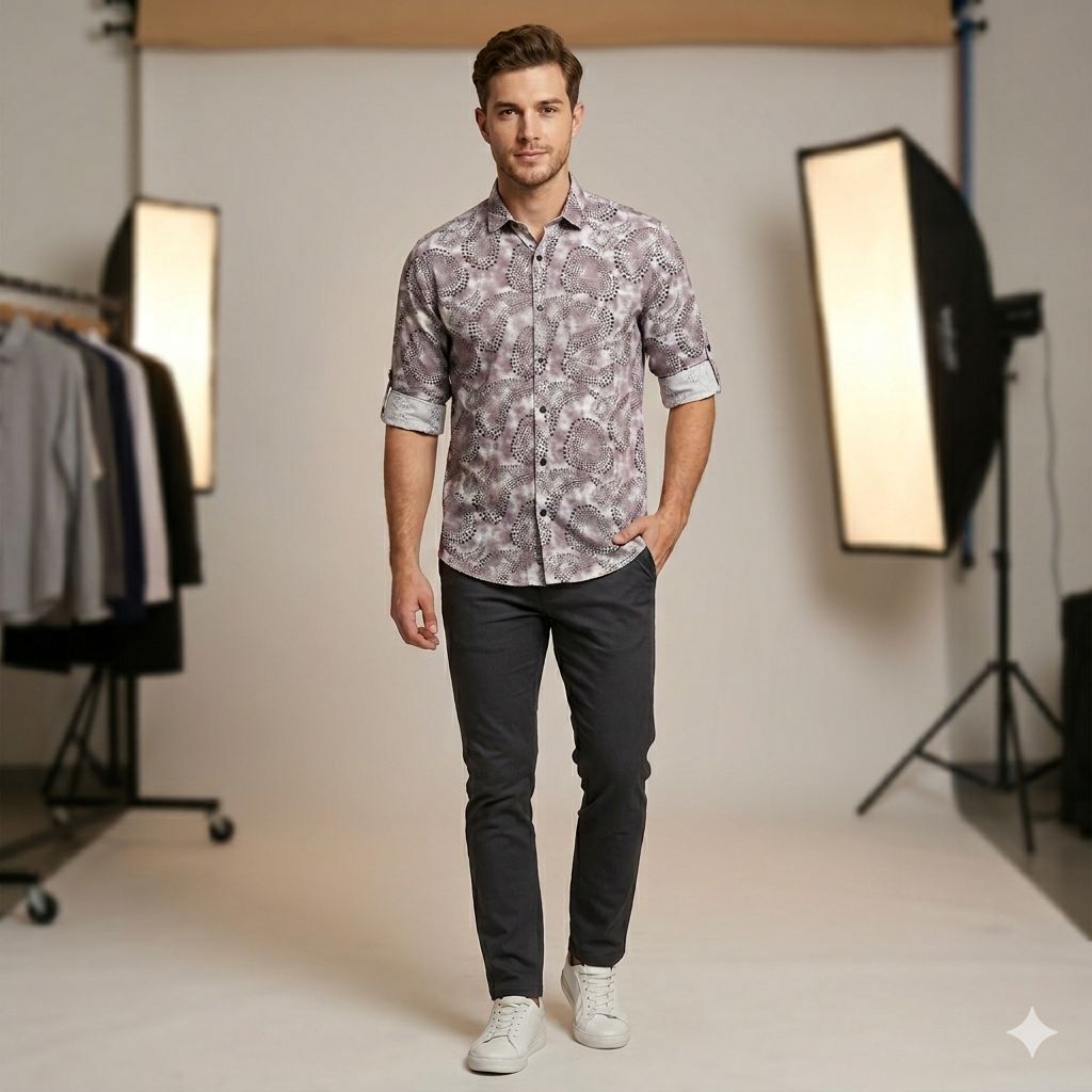Modern Abstract Print Shirt for Men