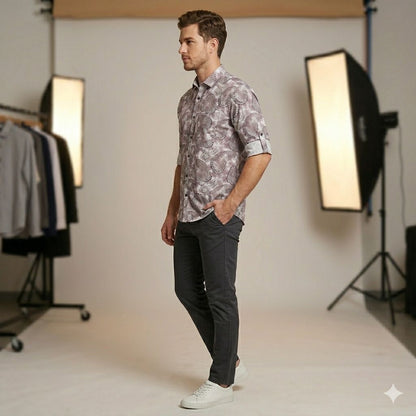 Modern Abstract Print Shirt for Men