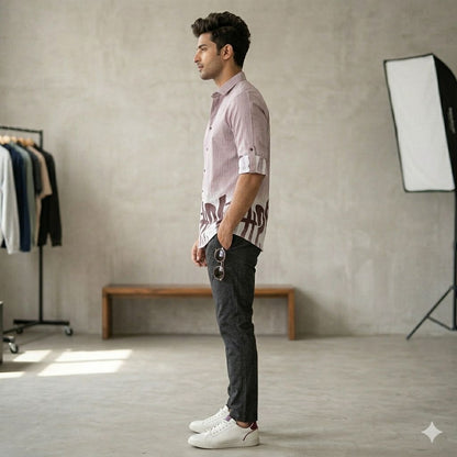 Modern Fit Ombre Graphic Shirt with Textured Upper