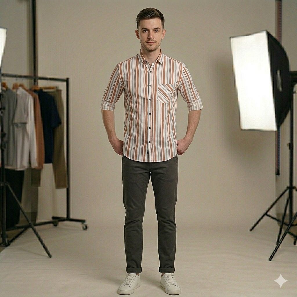 Axis Stripe Contrast Shirt – Blue & Red