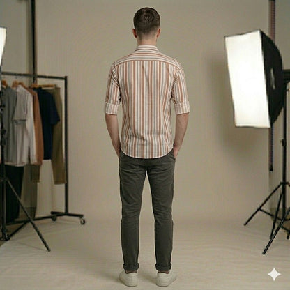 Axis Stripe Contrast Shirt – Blue & Red