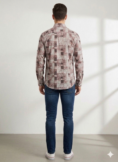Geometric Mosaic Print Shirt – Full Sleeve