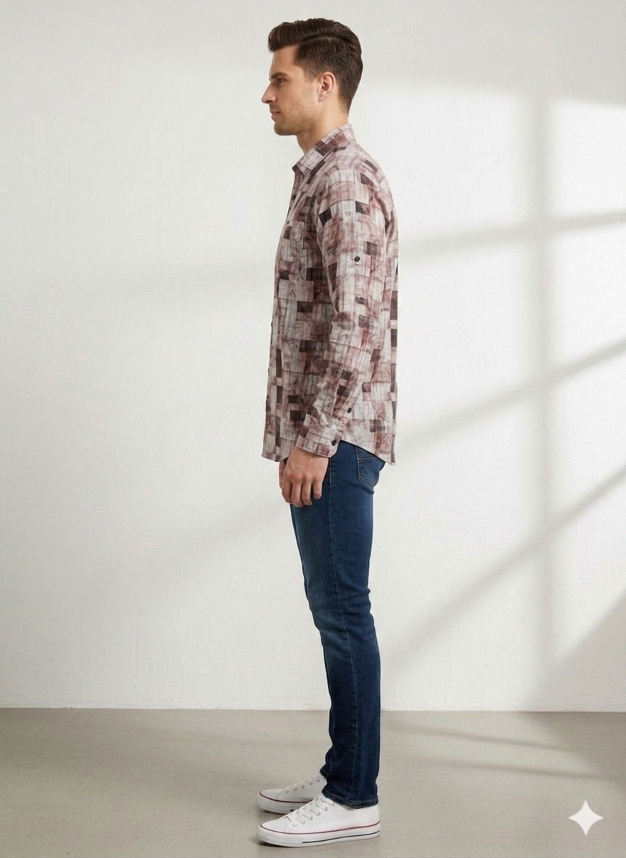 Geometric Mosaic Print Shirt – Full Sleeve
