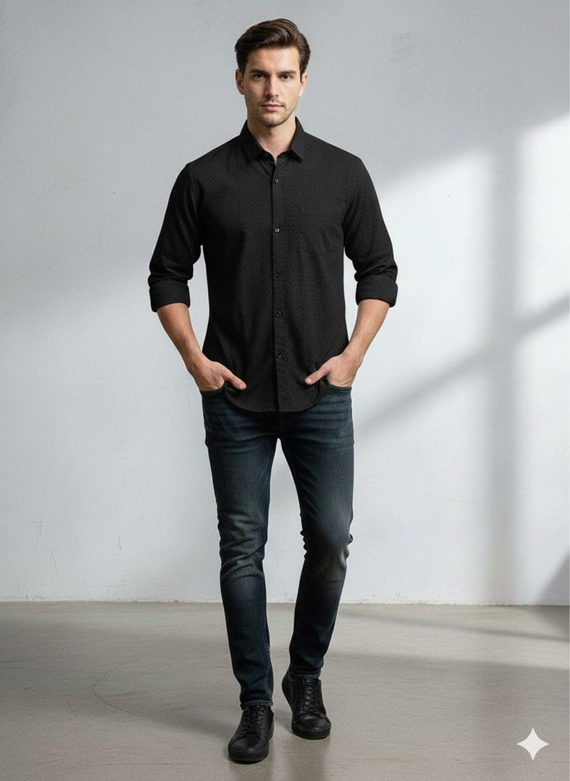 Solid Textured Shirt – Slim Fit