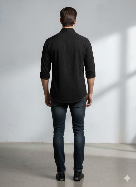 Solid Textured Shirt – Slim Fit