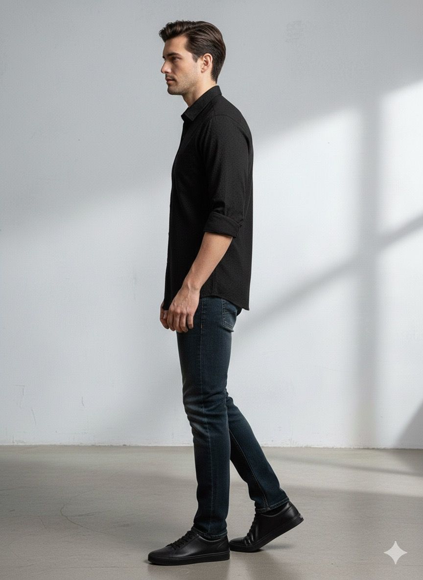 Solid Textured Shirt – Slim Fit