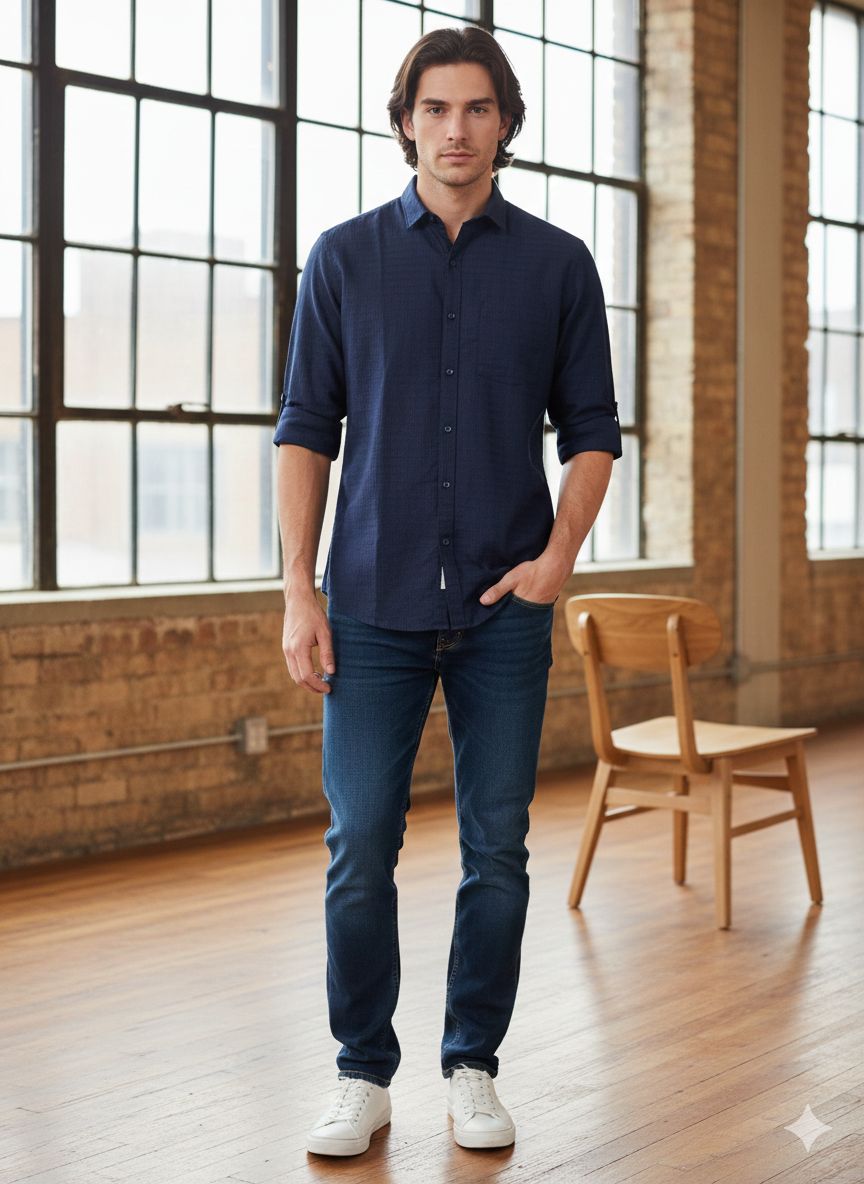 Solid Textured Shirt – Slim Fit