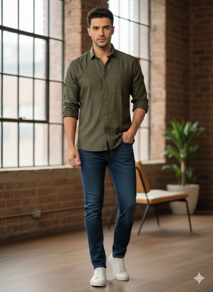 Solid Textured Shirt – Slim Fit