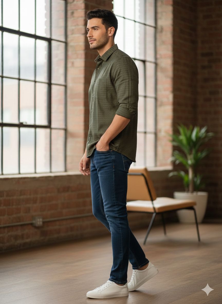 Solid Textured Shirt – Slim Fit