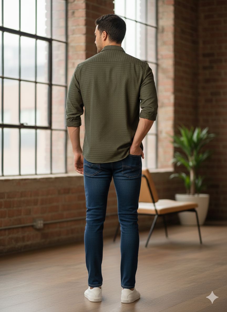 Solid Textured Shirt – Slim Fit