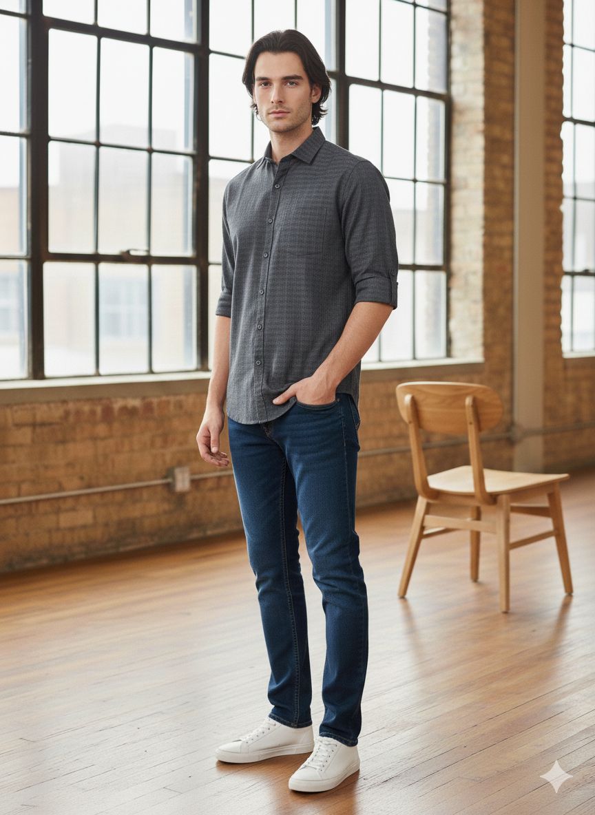 Solid Textured Shirt – Slim Fit