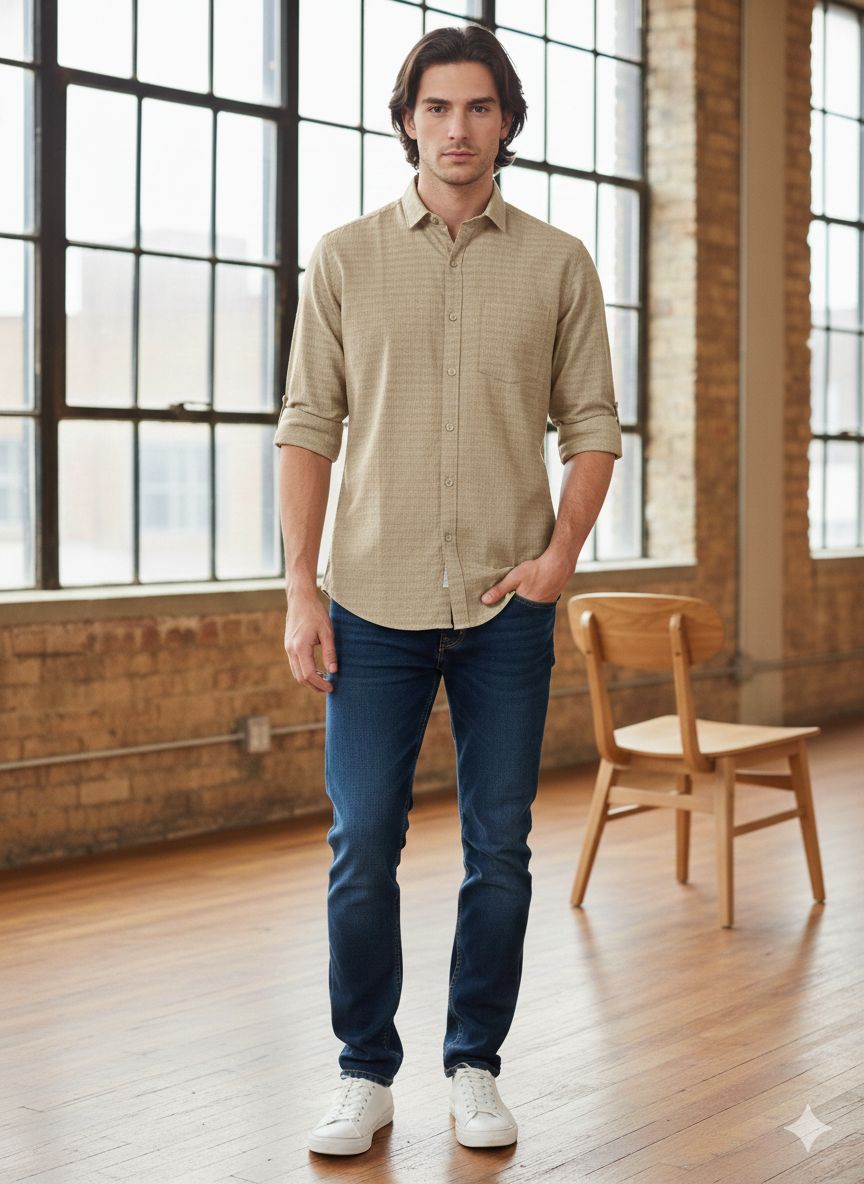 Solid Textured Shirt – Slim Fit