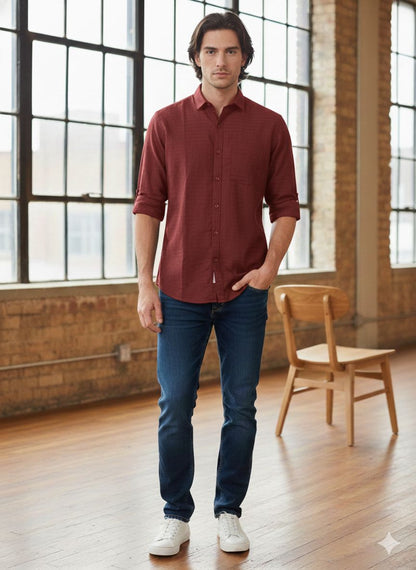 Solid Textured Shirt – Slim Fit