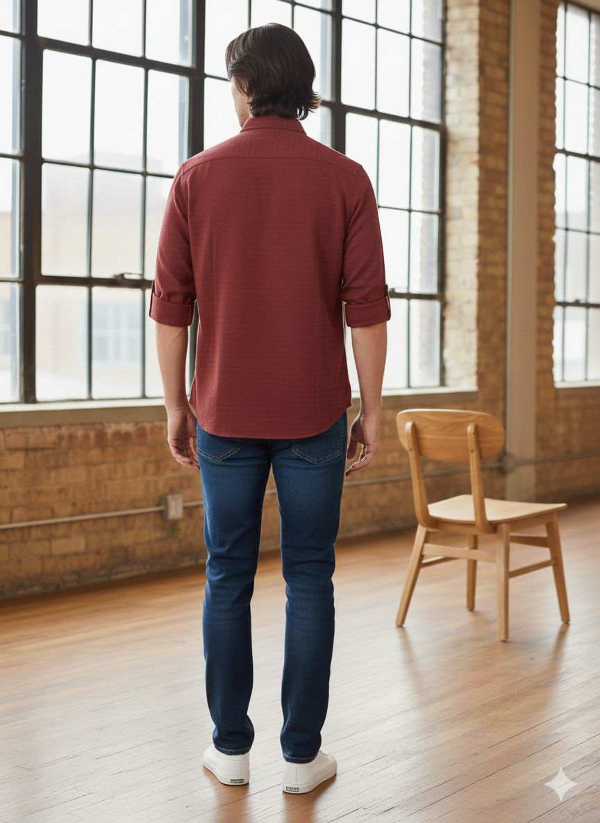 Solid Textured Shirt – Slim Fit