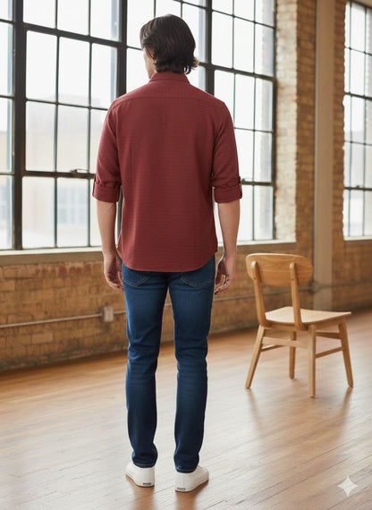 Solid Textured Shirt – Slim Fit