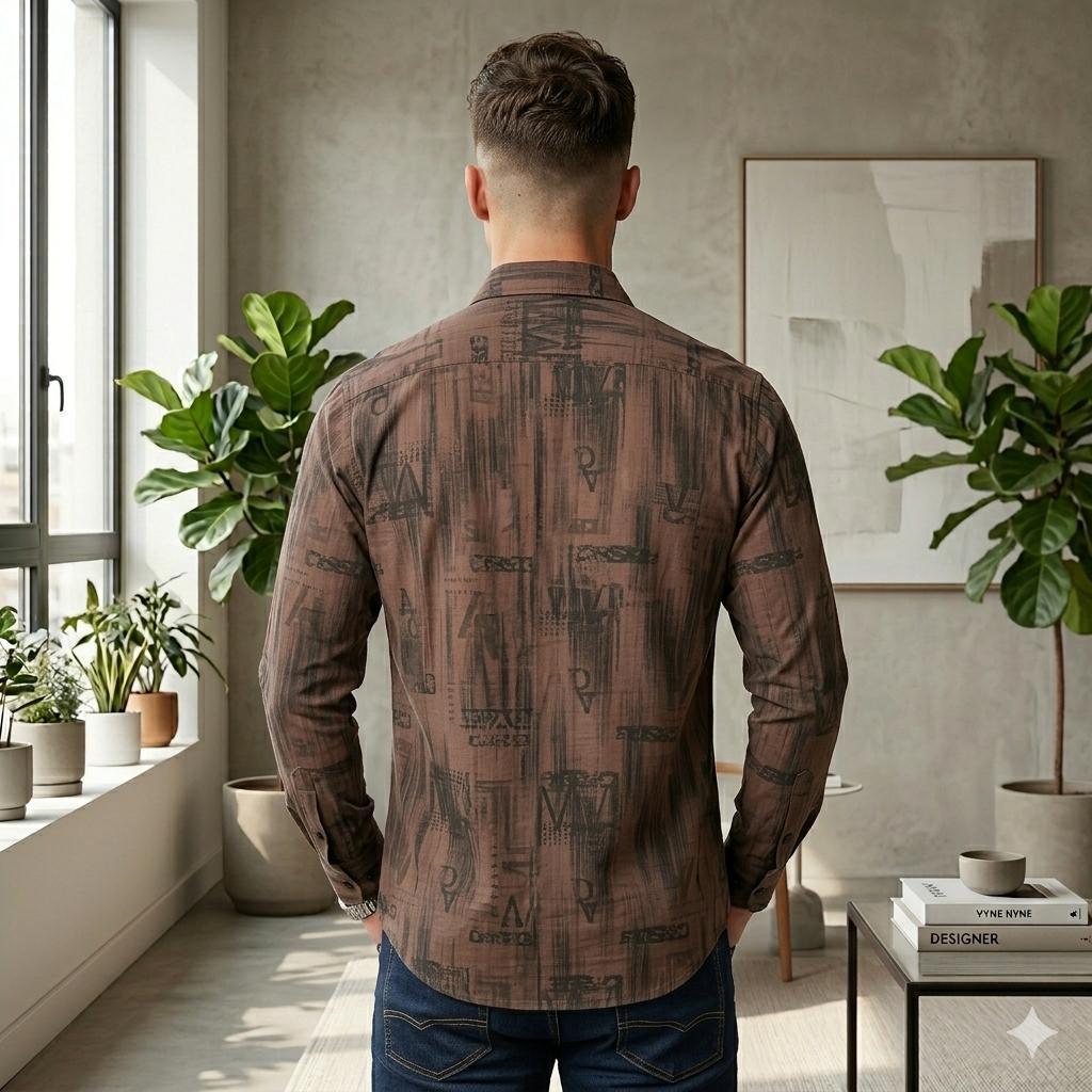 Men's Casual Botanical Print Shirt for Everyday Wear