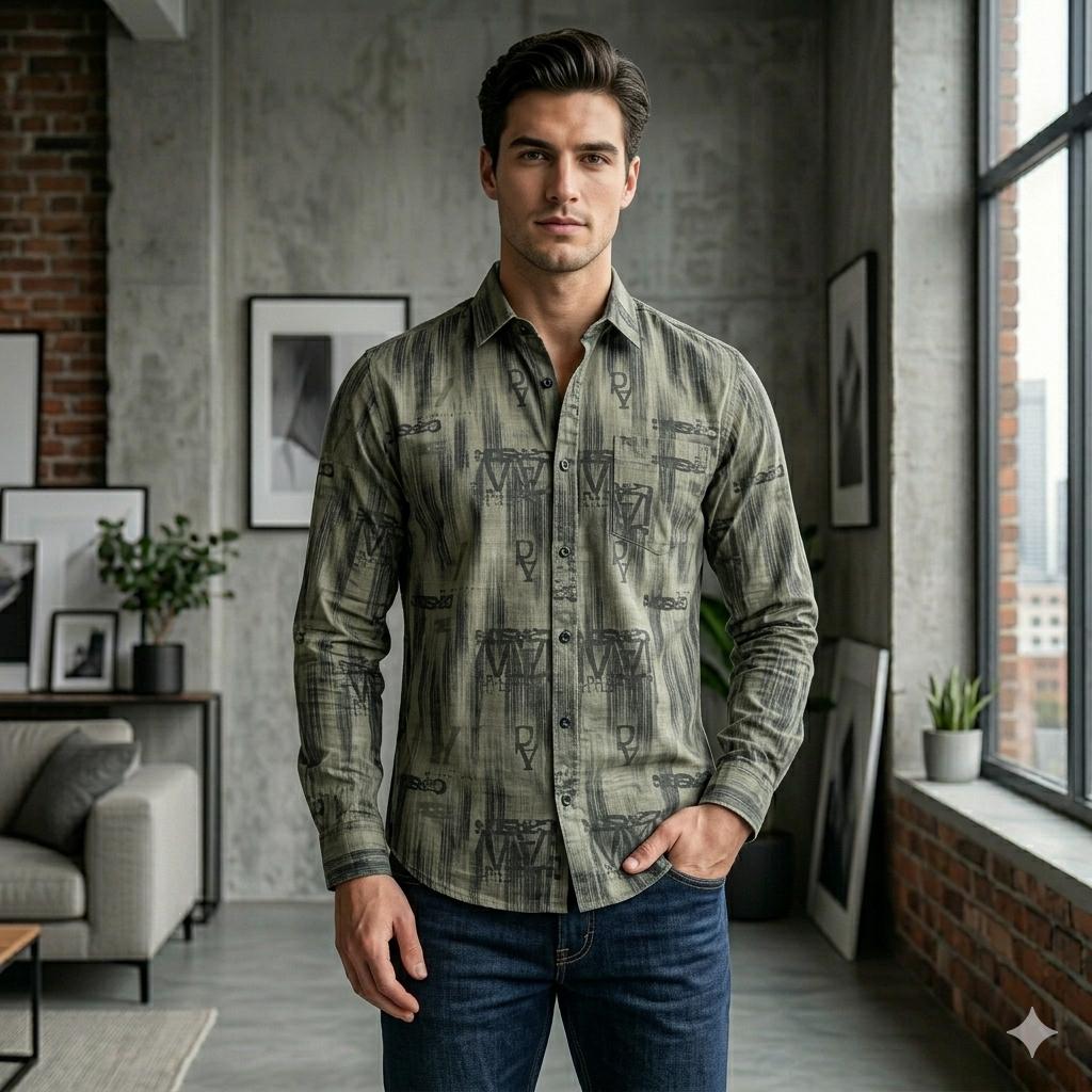Men's Casual Botanical Print Shirt for Everyday Wear